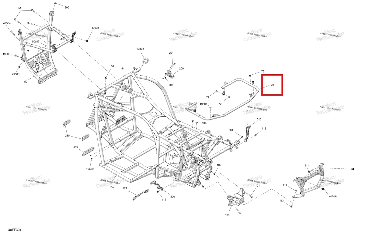 Деталь 705211733 (Задний бампер крепление Can-Am Outlander 4x4 XT 1000R (2025) (705211733)) на схеме узла 2026 Can-Am OUTLANDER - 4X4 - DPS - 1000R - 4DTA - Granite Grey Frame - System