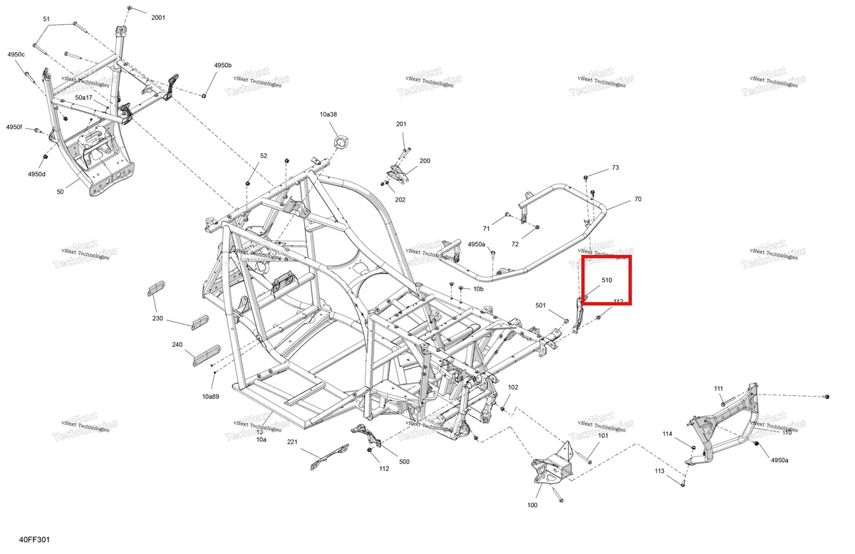 Деталь 705211738 (Правый обработанный бампер крепление Can-Am Outlander 4x4 XT 1000R (2025) (705211738)) на схеме узла 2026 Can-Am OUTLANDER - 4X4 - DPS - 1000R - 4DTA - Granite Grey Frame - System