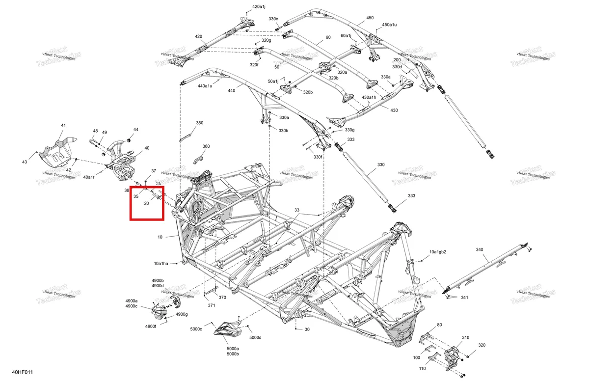 Деталь 705211898 (Передний пластина Can-Am Maverick Turbo RR XRS (2026) (705211898)) на схеме узла 2026 Can-Am Maverick Max - TURBO RR - XMR - 7ZTA - Loft Green Satin - 72