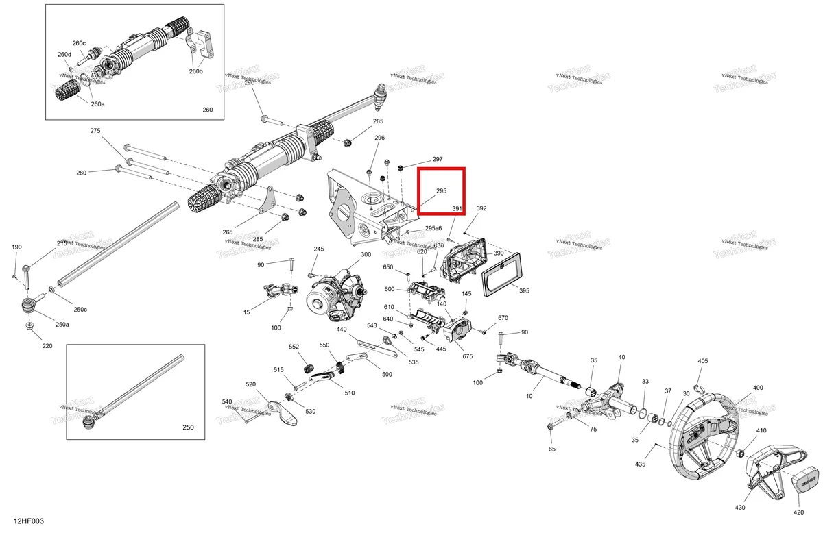 Деталь 705212620 (Усилитель руля опора включает 295 to 295 a6 Can-Am Maverick Turbo RR XRS (2026) (705212620)) на схеме узла 2026 Can-Am Maverick Max - TURBO RR - XDS STD - 7VTT - Timeless Black Metallic - 64
