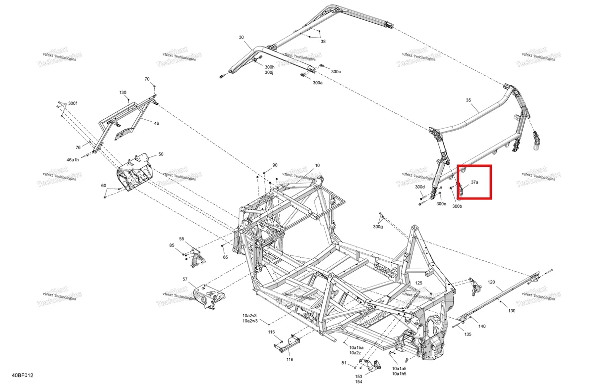 Деталь 705212876 (Глубокий чёрный задний каркас Extension Can-Am Commander 1000R EFI XT (2026) (705212876)) на схеме узла 2026 Can-Am Commander - 1000R EFI - DPS - 6PTC - Compass Green - 60