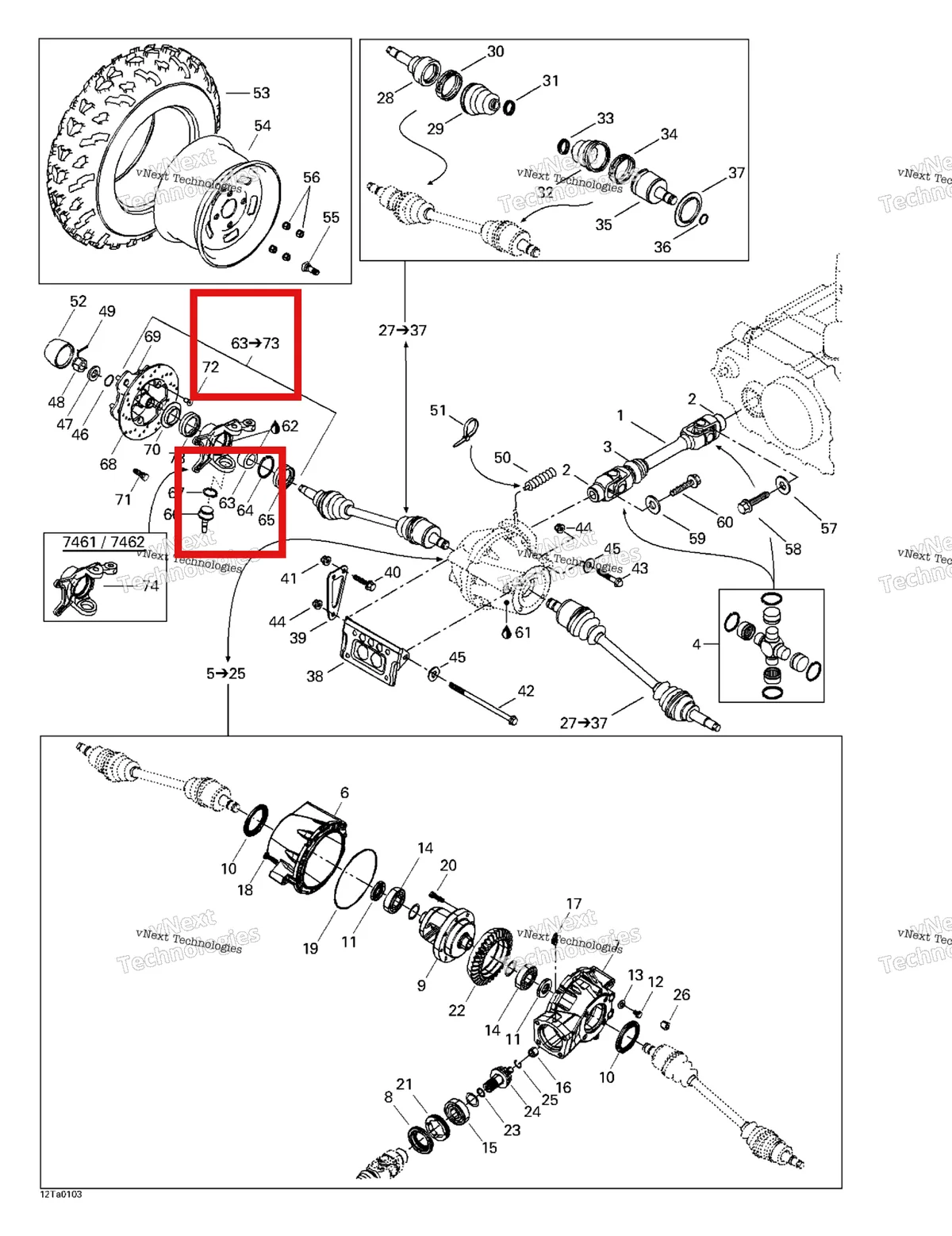 Деталь 705400006 на схеме узла 2001 Can-Am Traxter Autoshift Drive System, Front
