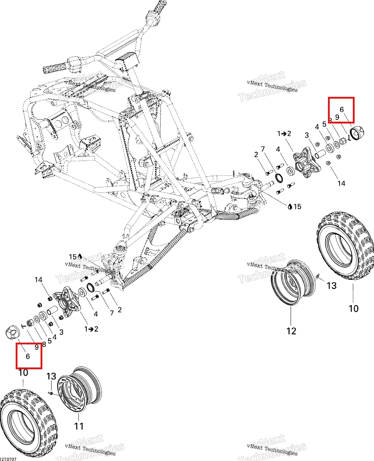 Деталь 705400012 на схеме узла 2007 Can-Am DS 650 X Drive System, Front