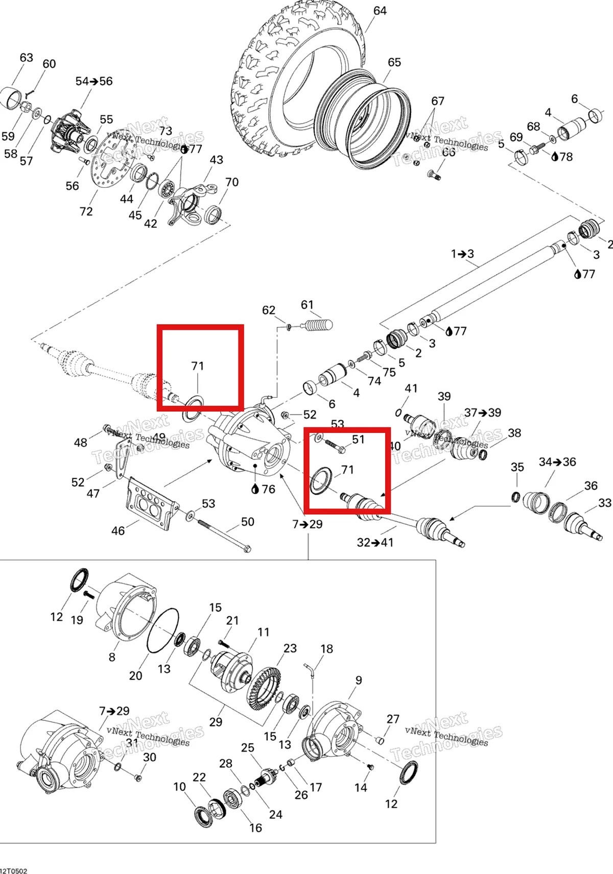 Деталь 705400016 на схеме узла 2005 Can-Am Traxter 5 Speed Drive System, Front