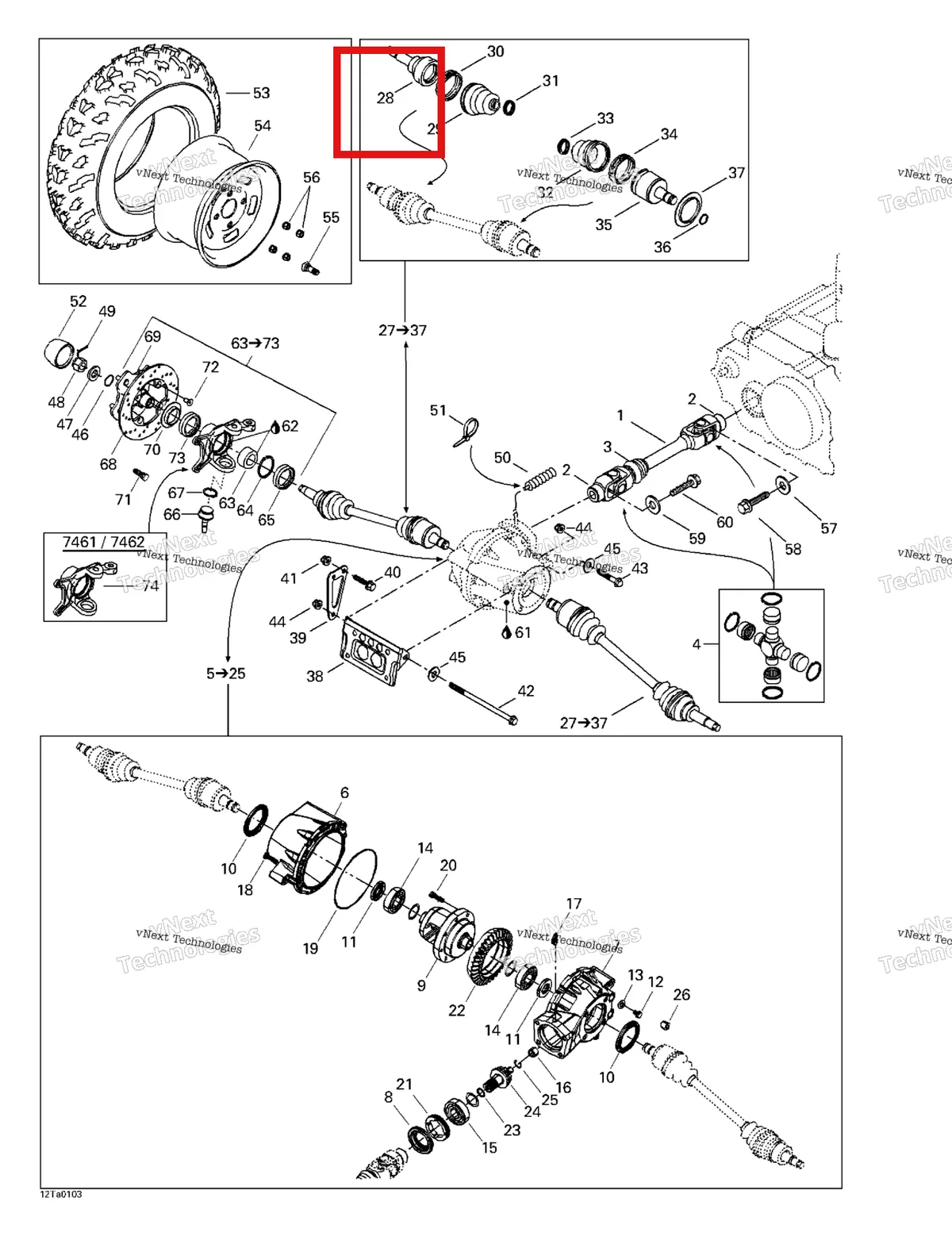 Деталь 705400037 на схеме узла 2001 Can-Am Traxter Autoshift Drive System, Front