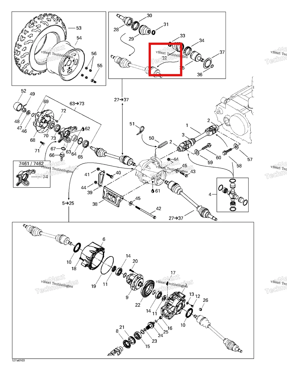 Деталь 705400039 на схеме узла 2001 Can-Am Traxter Autoshift Drive System, Front