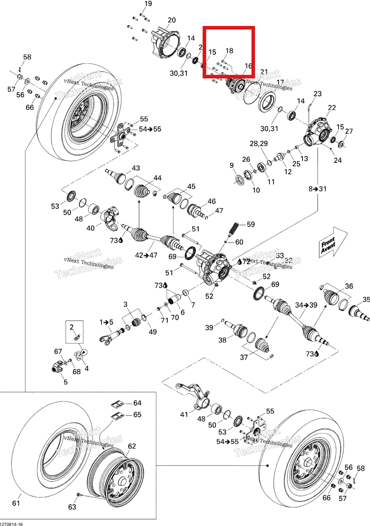 Деталь 705400101 на схеме узла 2008 Can-Am Renegade 500 Drive System, Front