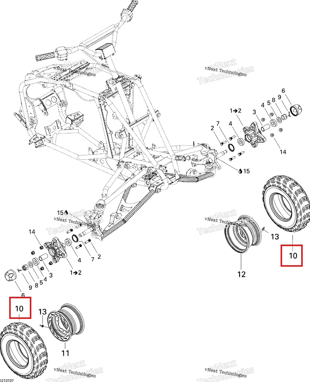 Деталь 705400136 на схеме узла 2007 Can-Am DS 650 X Drive System, Front