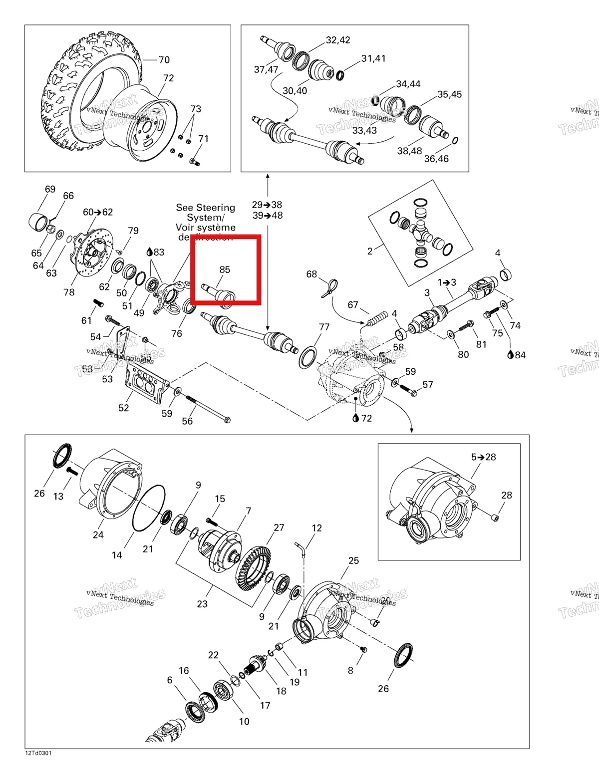 Деталь 705400164 на схеме узла 2003 Can-Am Quest 500 Drive System, Front