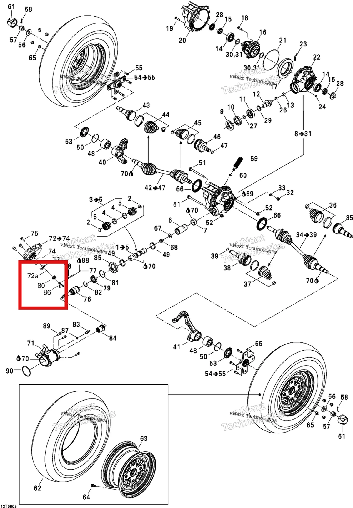 Деталь 705400175 на схеме узла 2006 Can-Am Outlander 400 STD 4 X 4 Drive System, Front Std