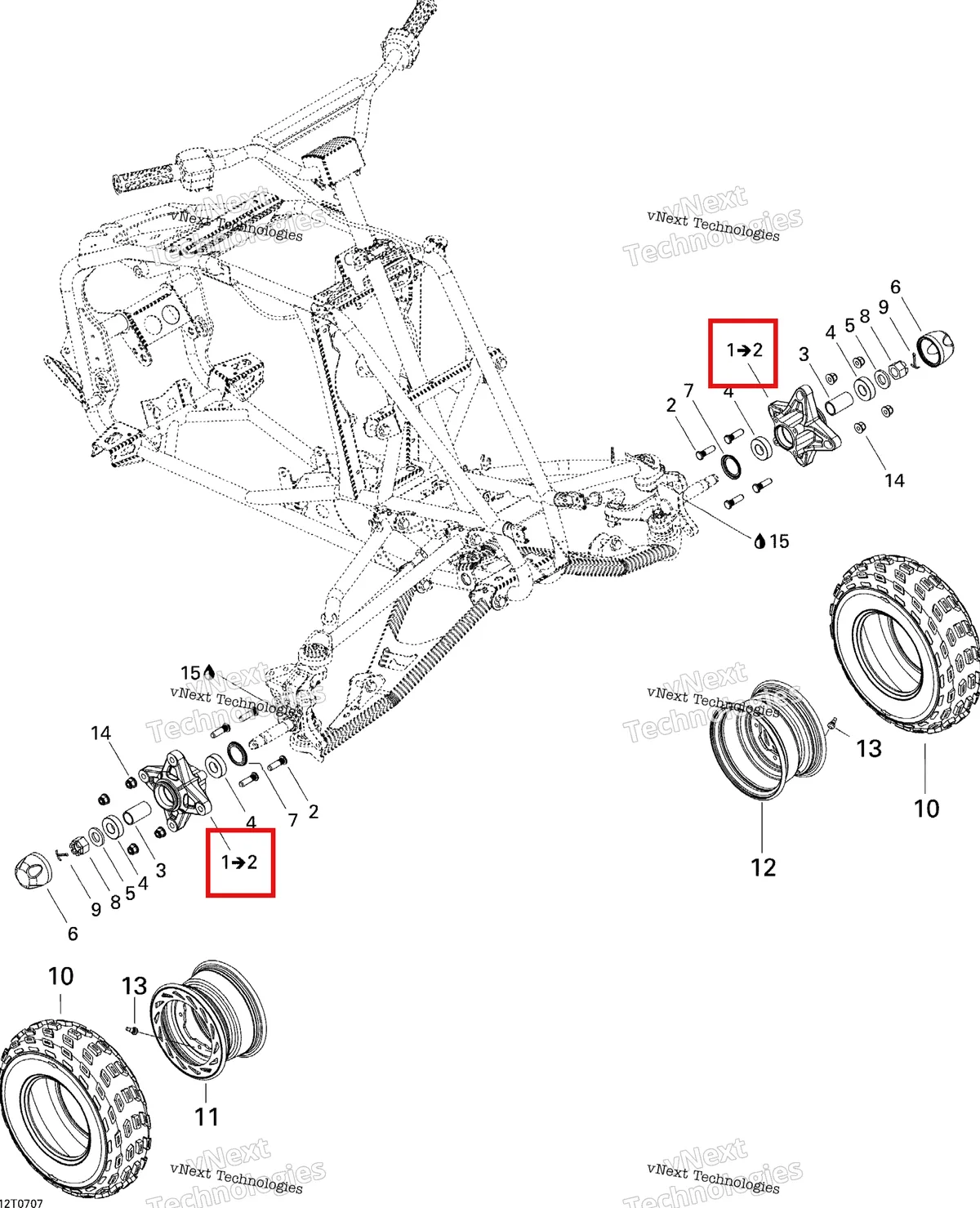 Деталь 705400217 на схеме узла 2007 Can-Am DS 650 X Drive System, Front