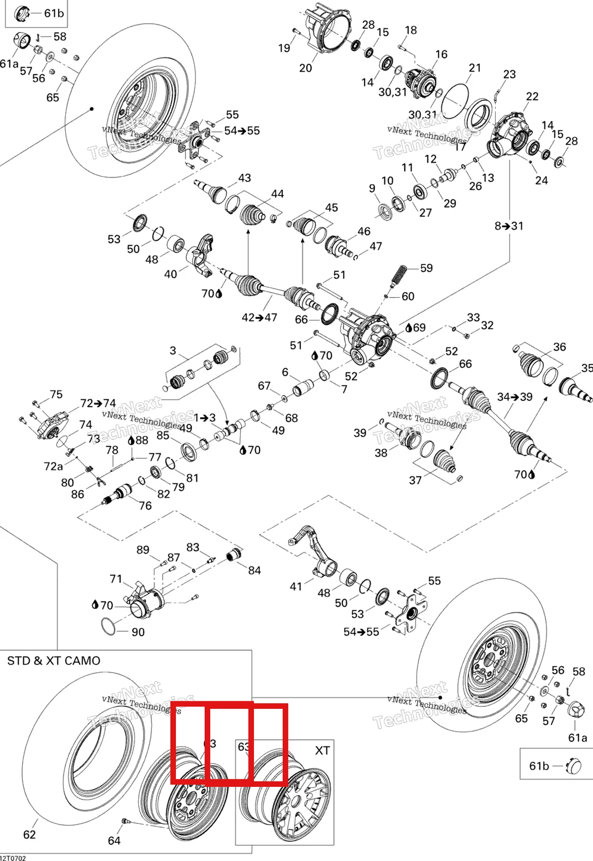 Деталь 705400243 на схеме узла 2007 Can-Am Outlander 400 STD 4 X 4 Drive System, Front Std