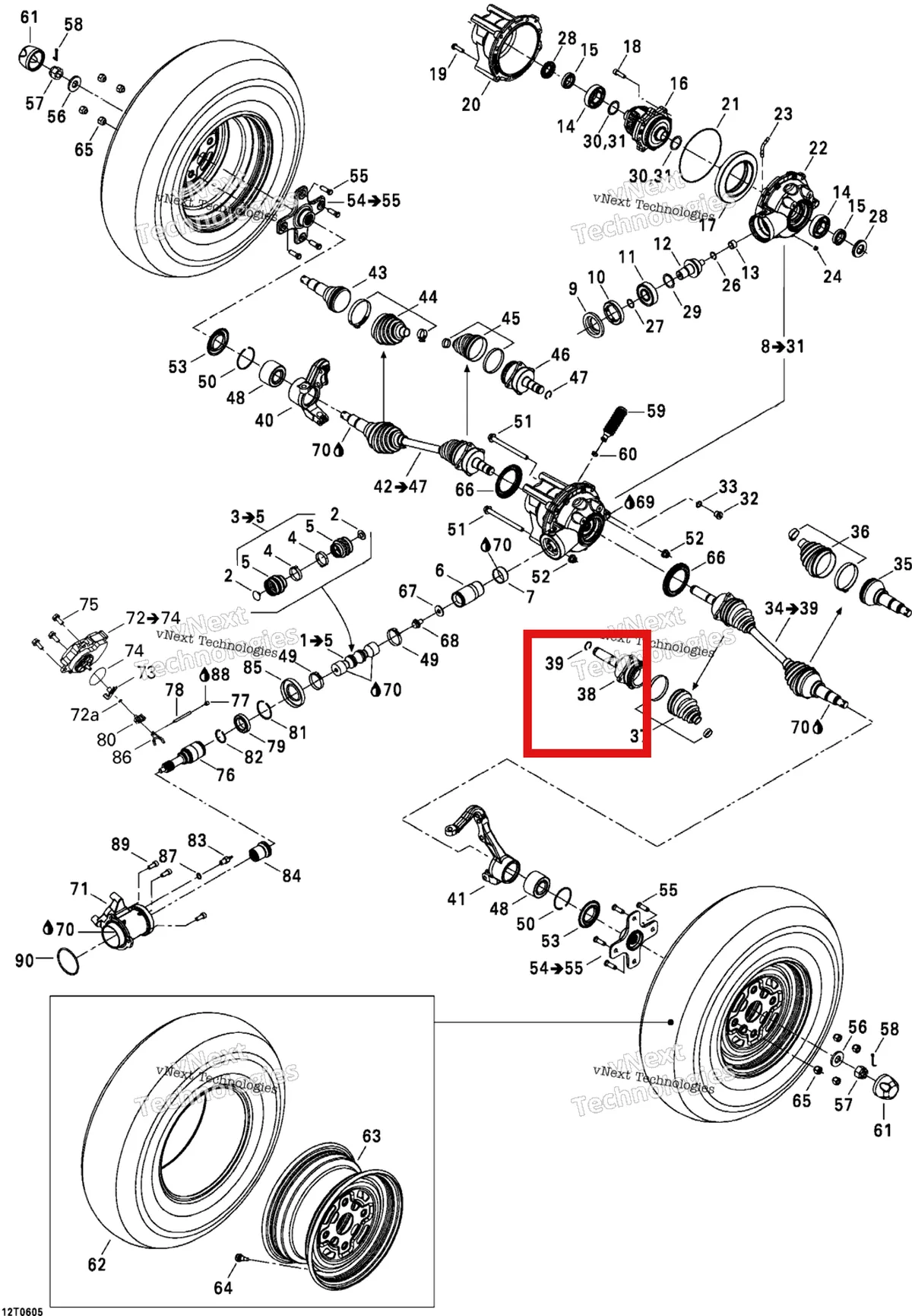 Деталь 705400294 на схеме узла 2006 Can-Am Outlander 400 STD 4 X 4 Drive System, Front Std