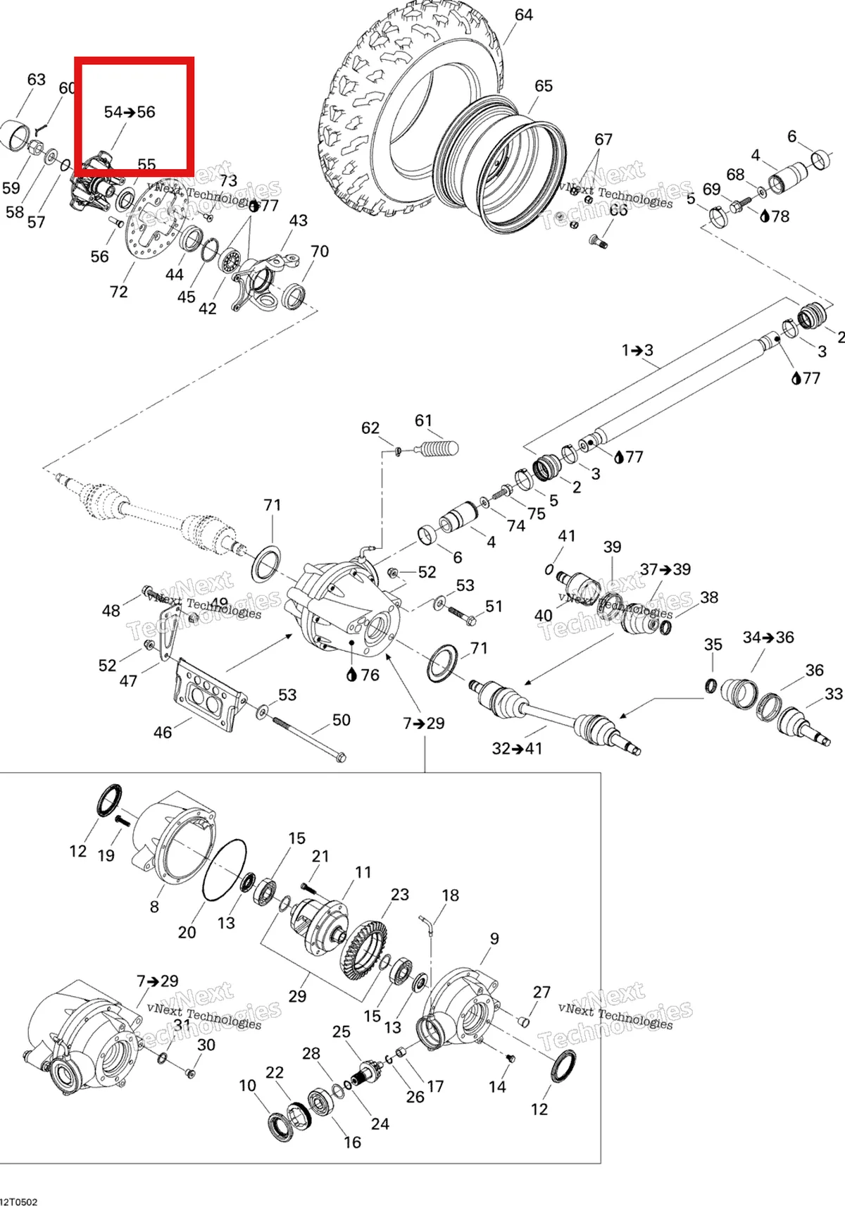 Деталь 705400330 на схеме узла 2005 Can-Am Traxter 5 Speed Drive System, Front