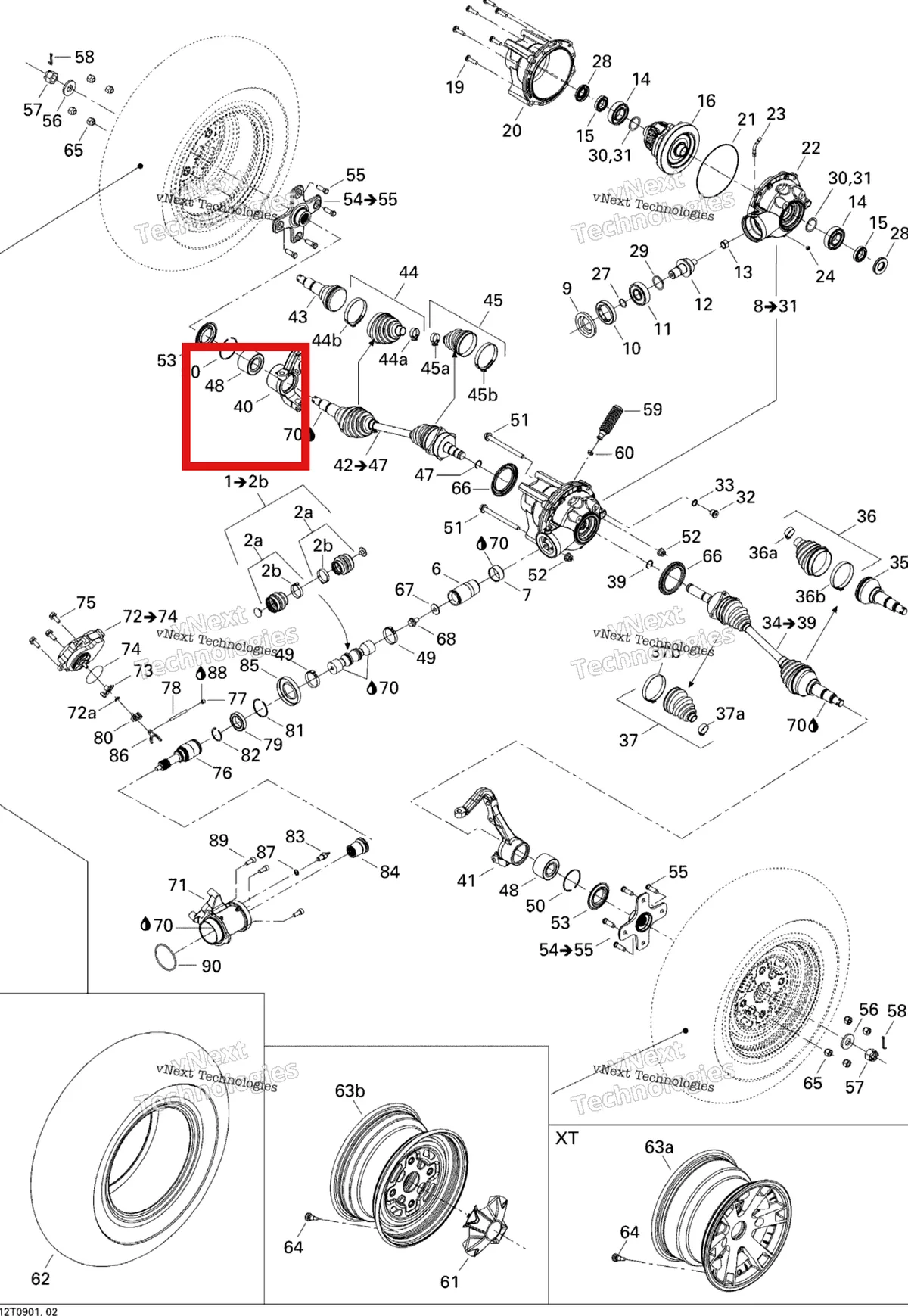 Деталь 705400341 (Левый поворотный кулак Can-Am Outlander 400 XT (2008) (705400341)) на схеме узла 2009 Can-Am Outlander Max 400 EFI Drive System, Front