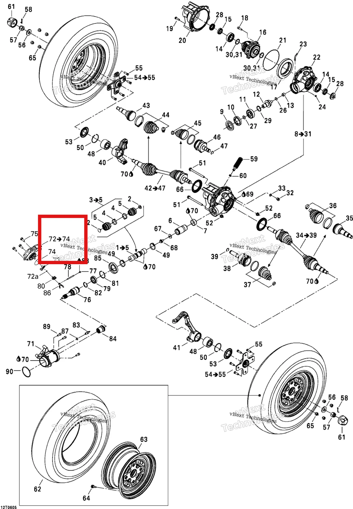 Деталь 705400398 на схеме узла 2006 Can-Am Outlander 400 XT 4 X 4 Drive System, Front Xt