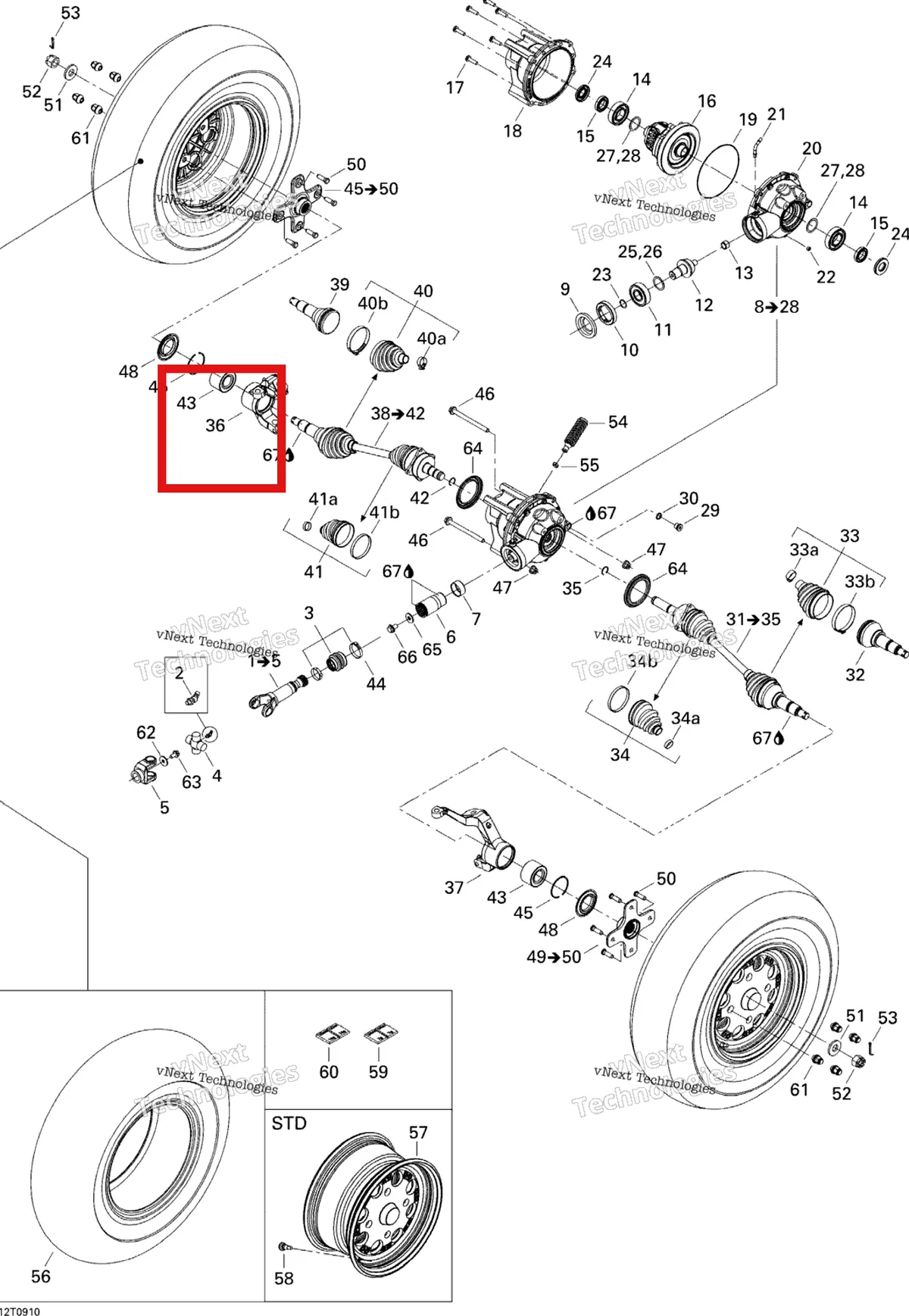 Деталь 705400463 на схеме узла 2009 Can-Am Renegade 500 Drive System, Front