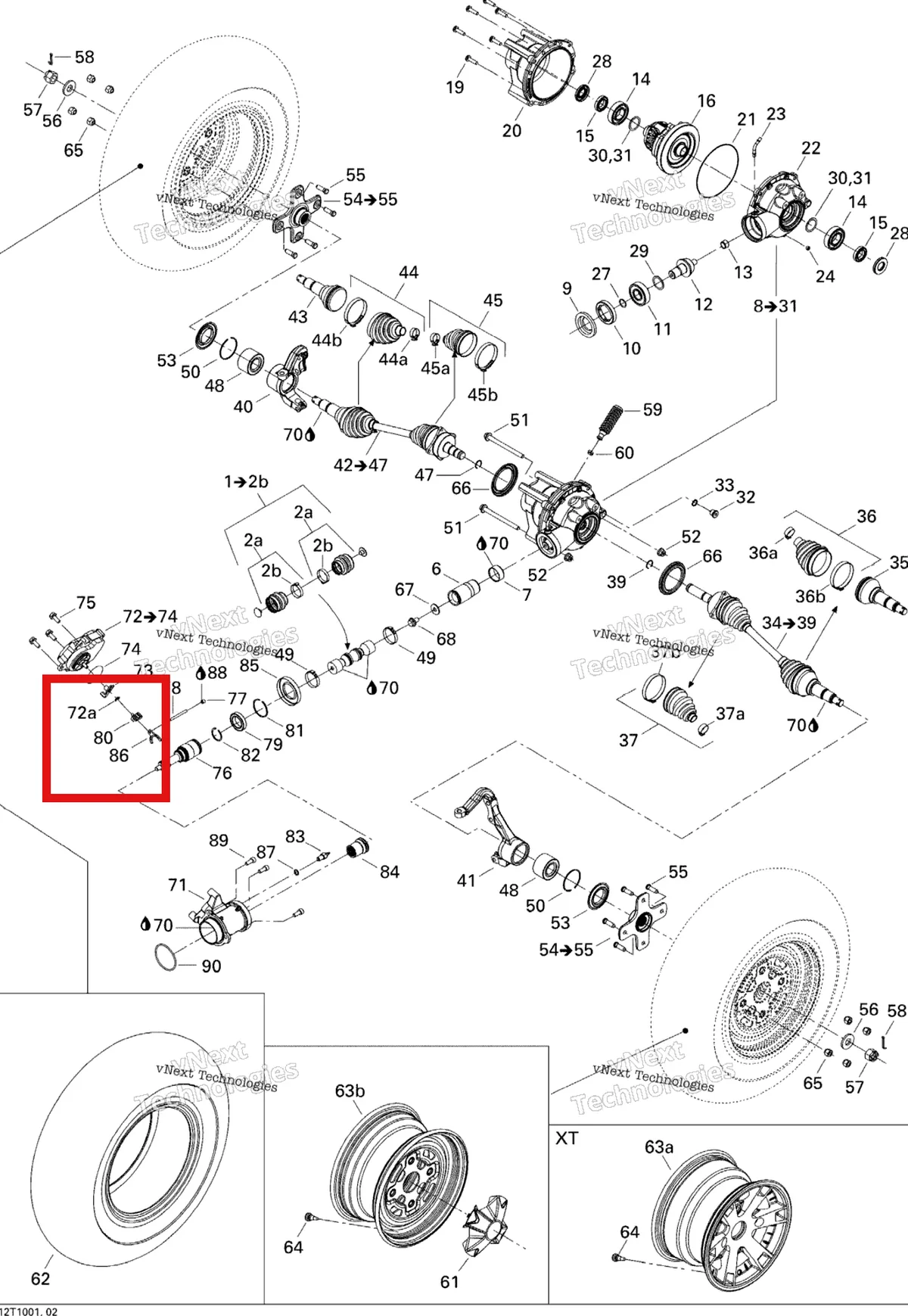 Деталь 705400538 (Slider Can-Am Outlander 400 XT (2008) (705400538)) на схеме узла 2010 Can-Am Outlander 400 EFI Drive System, Front
