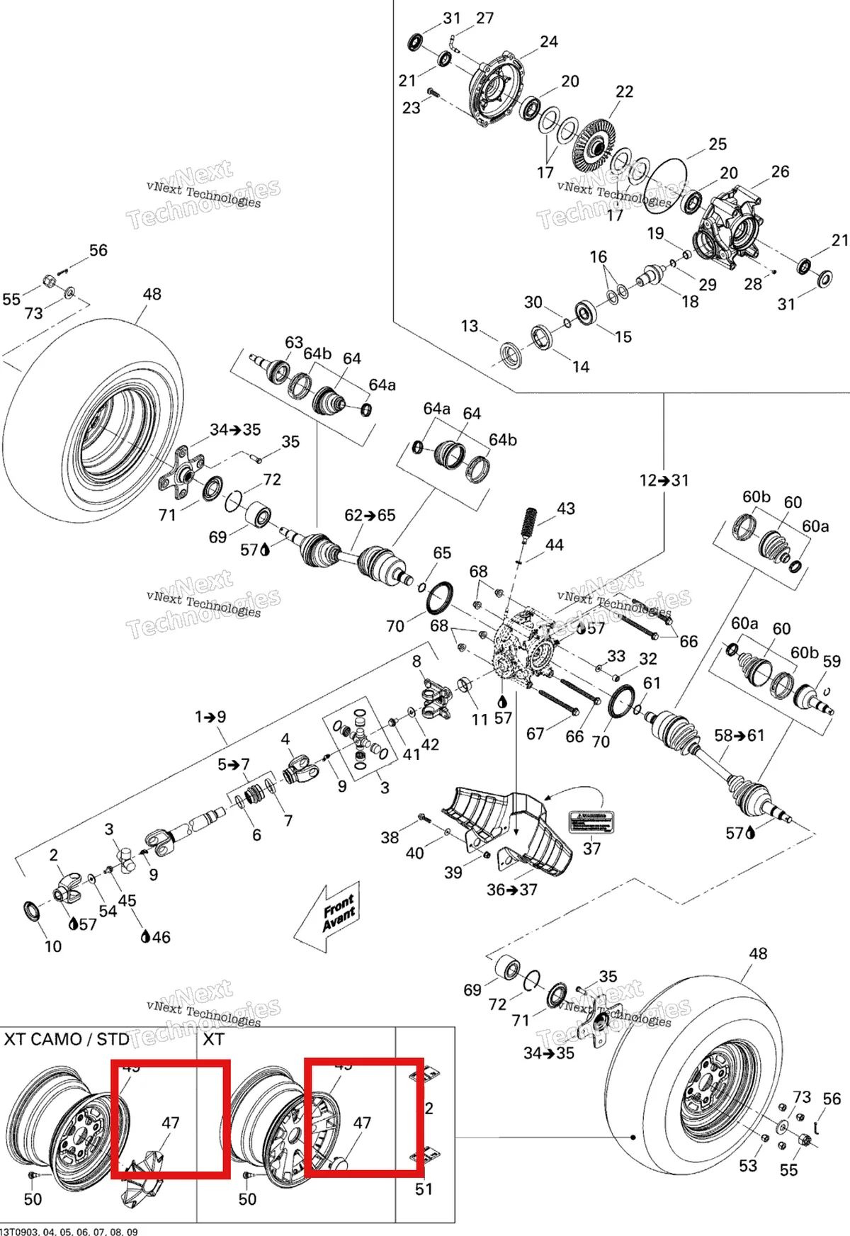 Деталь 705400563 на схеме узла 2009 Can-Am Outlander Max 650 EFI XT Drive System, Rear Xt