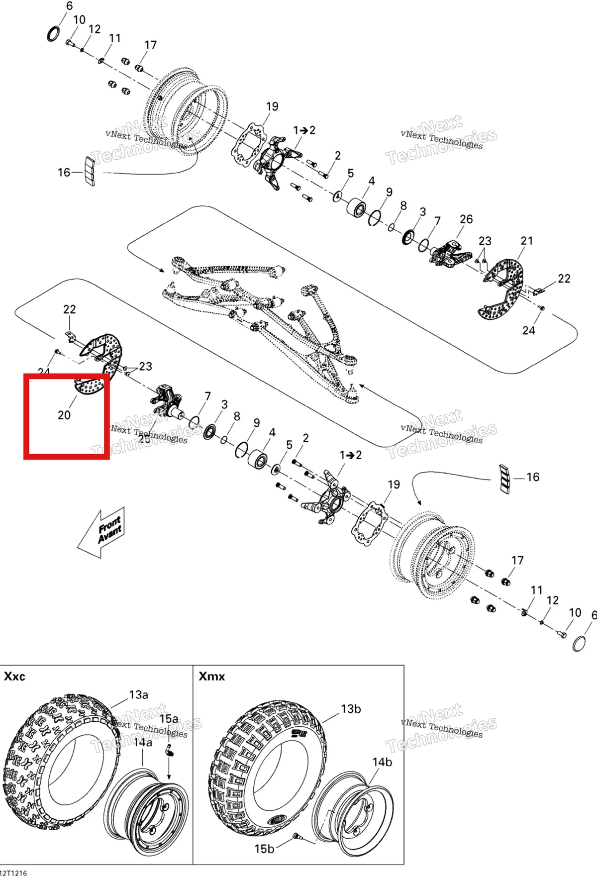 Деталь 705400573 на схеме узла 2015 Can-Am DS 450EFI XXC, XMX Drive System, Front
