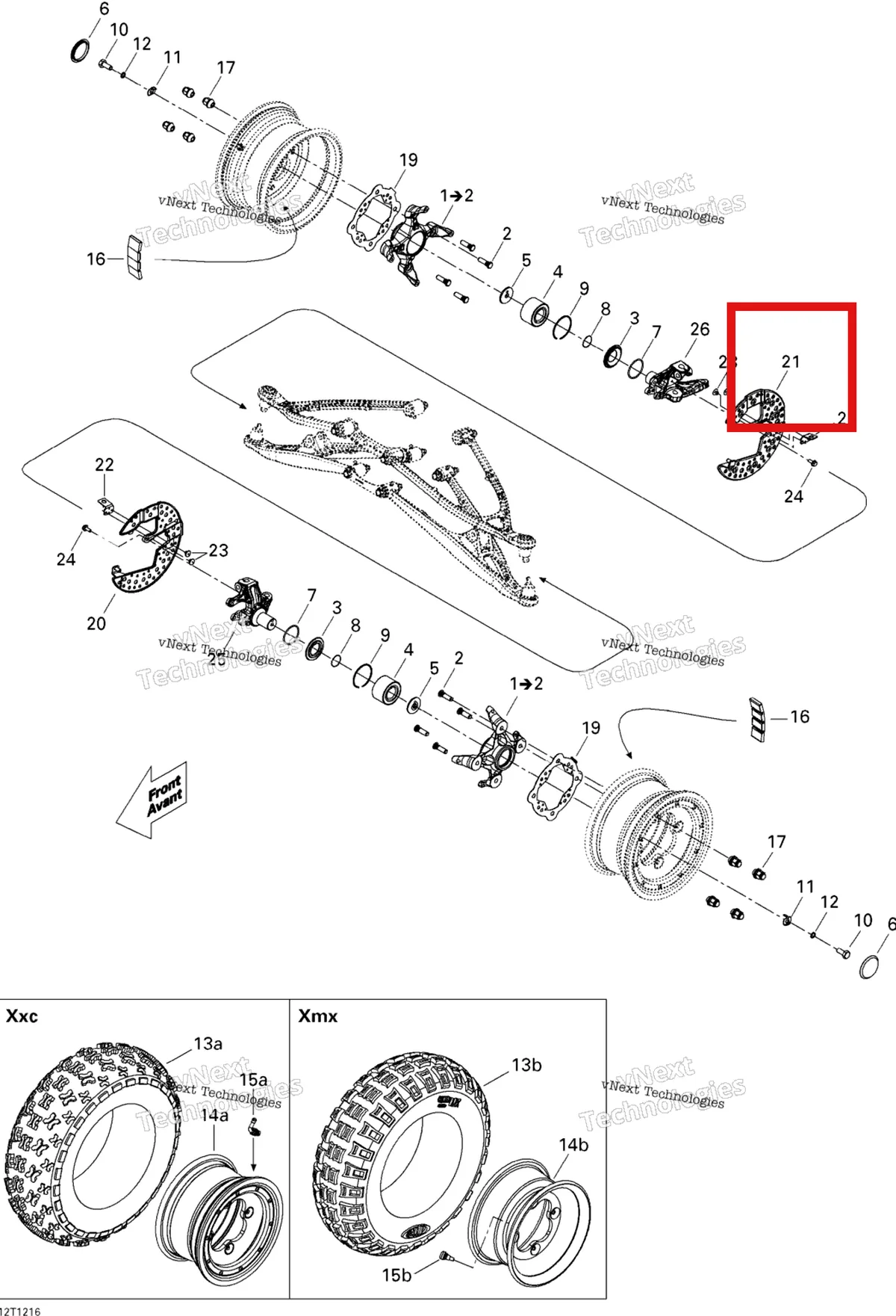 Деталь 705400576 на схеме узла 2015 Can-Am DS 450EFI XXC, XMX Drive System, Front