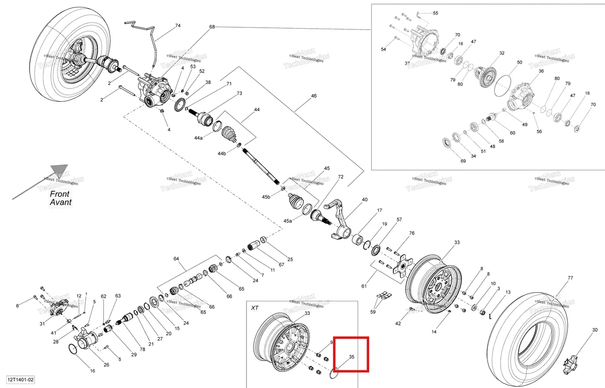 Деталь 705400680 на схеме узла 2014 Can-Am OUTLANDER 400 EFI, STD, XT Drive System, Front