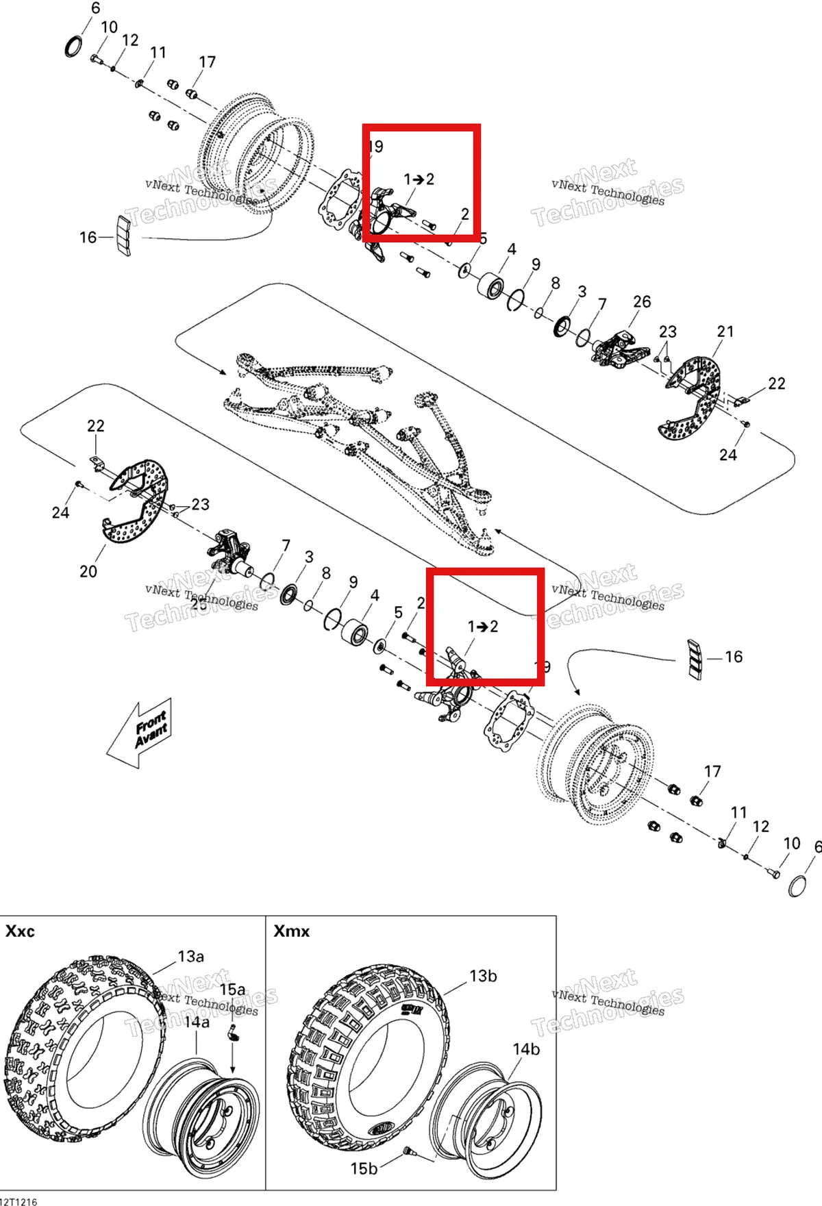 Деталь 705400724 на схеме узла 2015 Can-Am DS 450EFI XXC, XMX Drive System, Front
