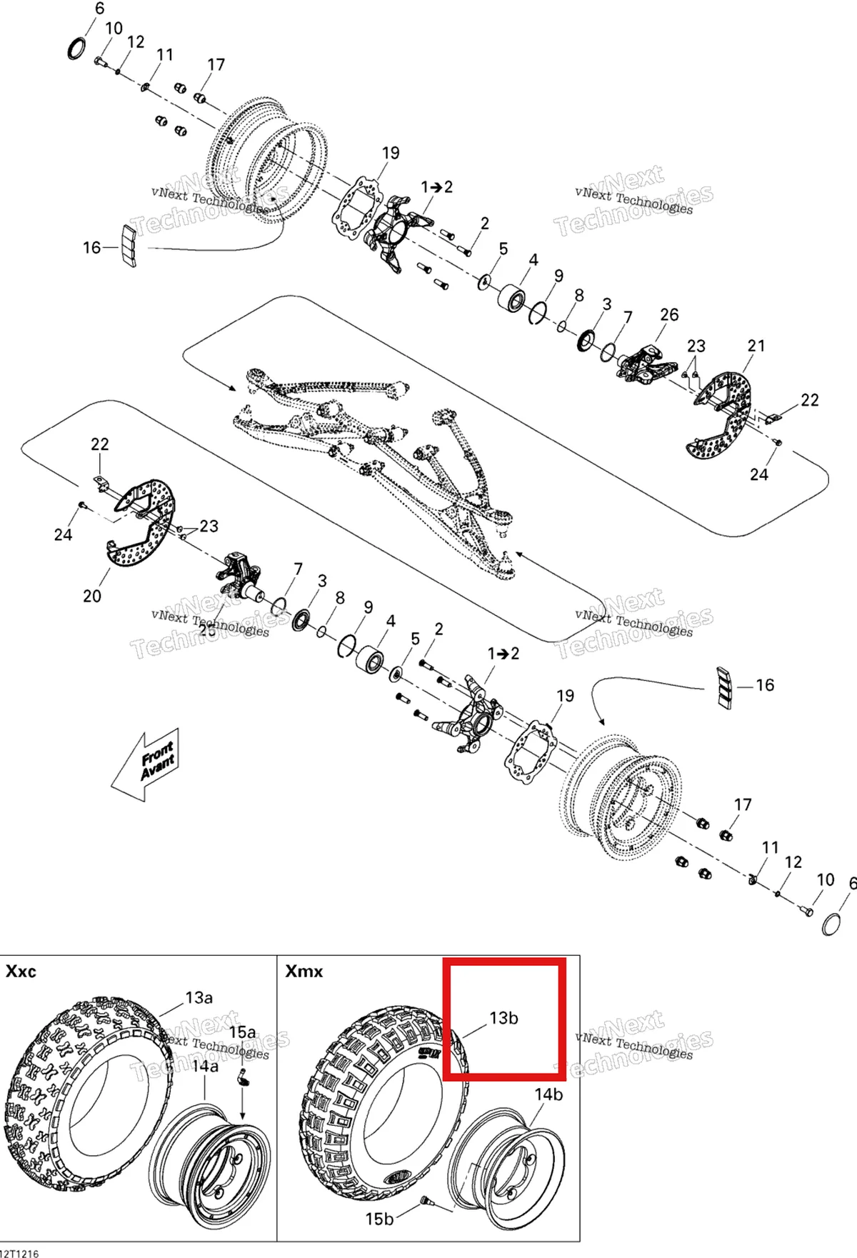 Деталь 705400765 на схеме узла 2015 Can-Am DS 450EFI XXC, XMX Drive System, Front