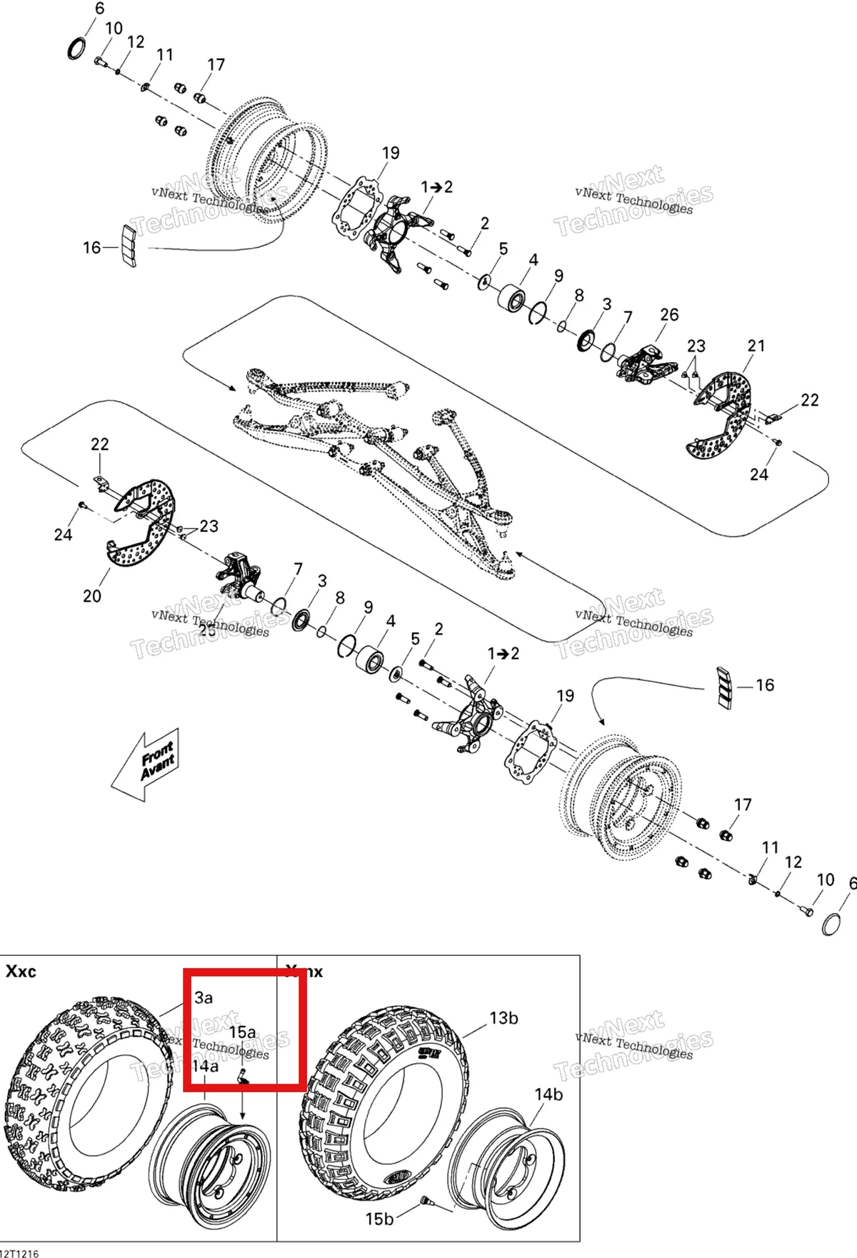 Деталь 705400872 на схеме узла 2015 Can-Am DS 450EFI XXC, XMX Drive System, Front