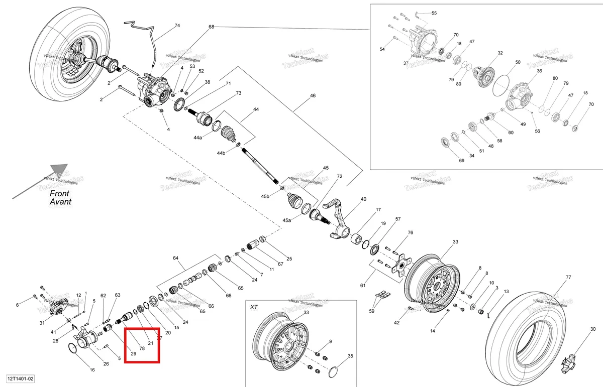 Деталь 705400917 на схеме узла 2014 Can-Am OUTLANDER 400 EFI, STD, XT Drive System, Front