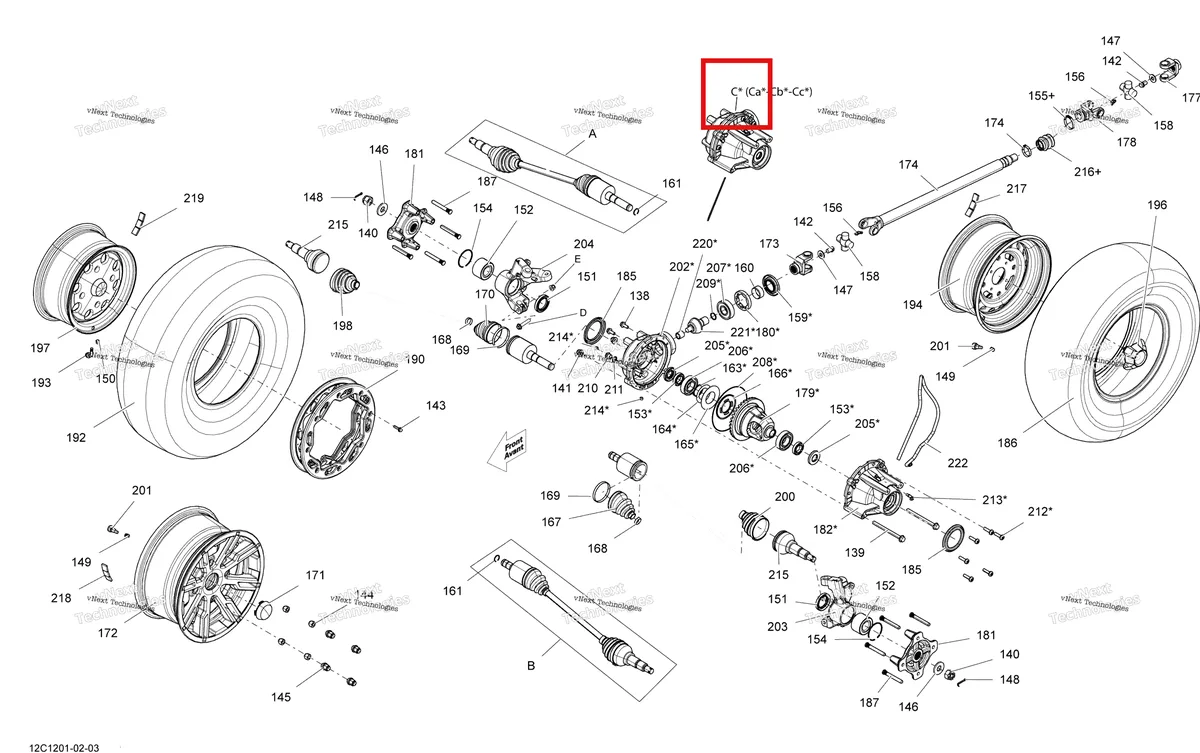 Деталь 705401135 на схеме узла 2012 Can-Am Commander LTD, 1000 EFI Drive System, Front