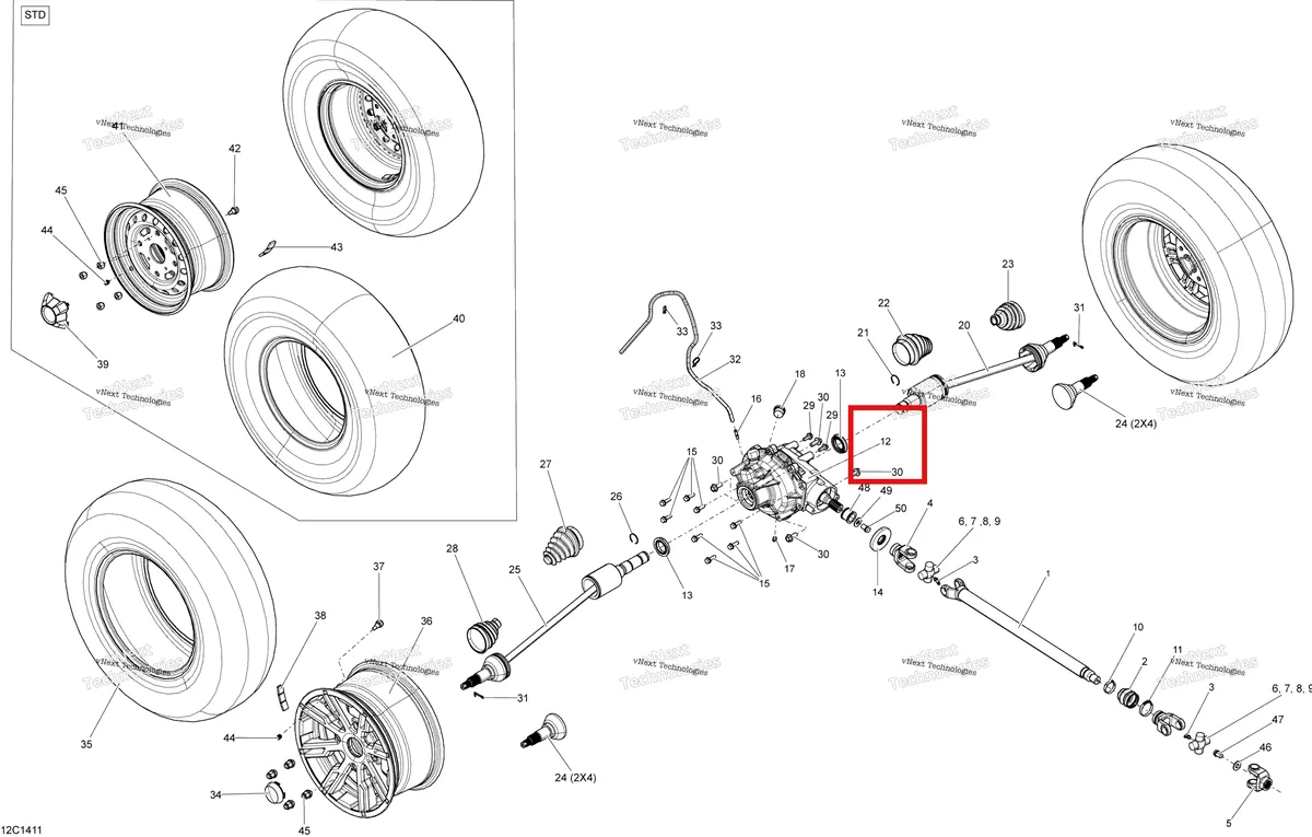 Деталь 705401172 на схеме узла Drive System, Front