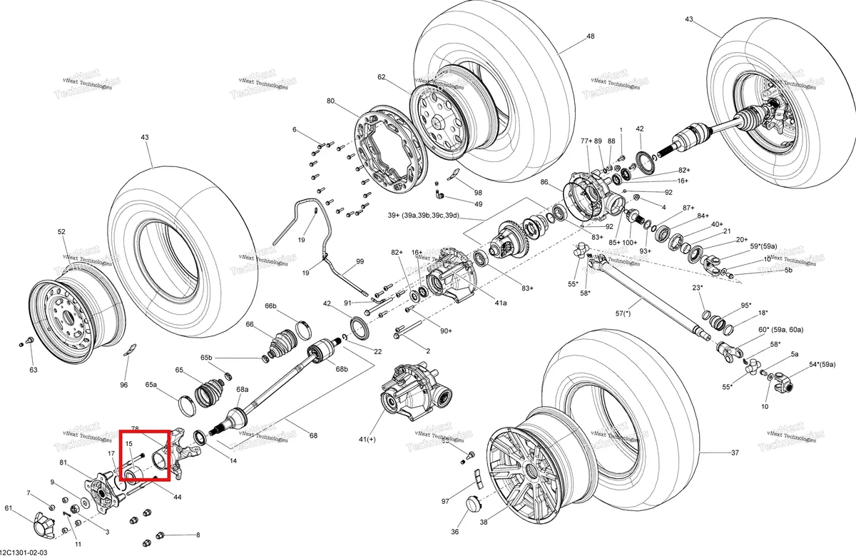 Деталь 705401205 на схеме узла 2013 Can-Am COMMANDER LTD 1000 Drive System, Front