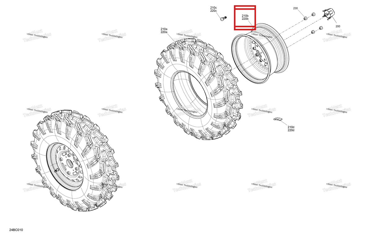 Деталь 705401217 на схеме узла 2023 Can-Am Maverick Trail 700 - BASE Drive - Front Wheels