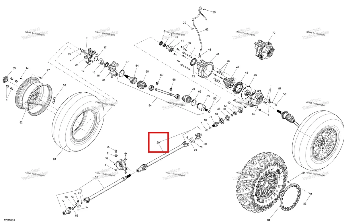 Деталь 705401239 на схеме узла 2016 Can-Am Commander - Commander MAX Drive System, Front