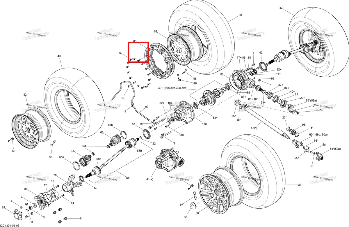 Деталь 705401247 на схеме узла 2013 Can-Am COMMANDER STD, DPS, XT, X 1000 EFI Drive System, Front