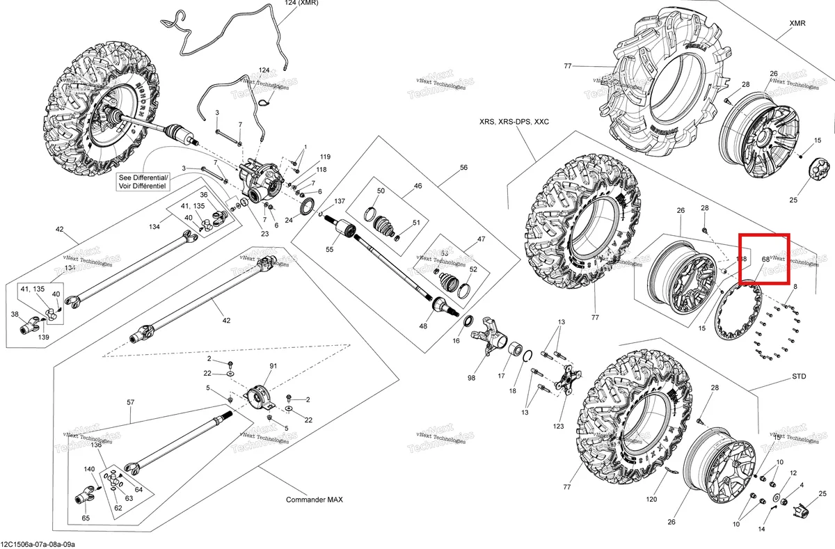 Деталь 705401329 на схеме узла 2015 Can-Am MAVERICK 1000_STD_XRS_XRS-DPS Drive System, Front