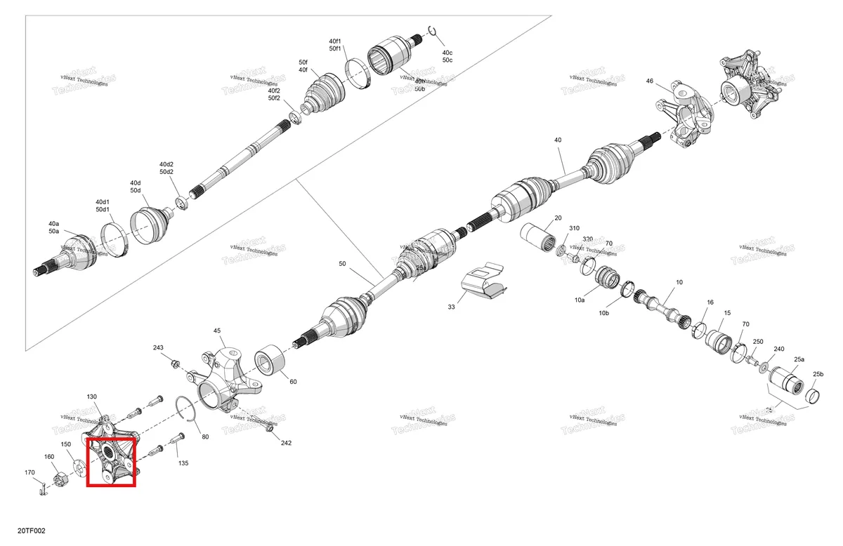 Деталь 705401407 на схеме узла 2026 Can-Am RENEGADE - 4X4 - XMR - 1000R EFI - 5UTA - Hyper Silver Drive - Front - Common Parts