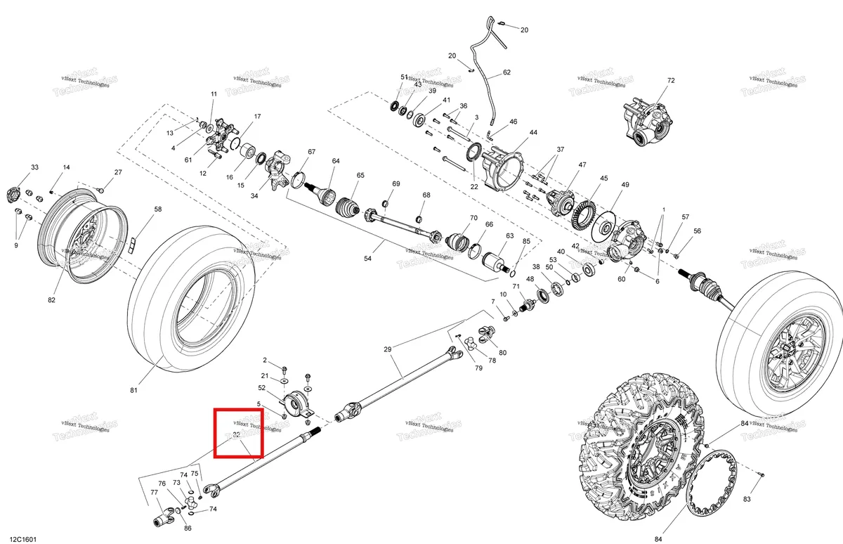Деталь 705401495 на схеме узла 2016 Can-Am Commander - Commander MAX Drive System, Front