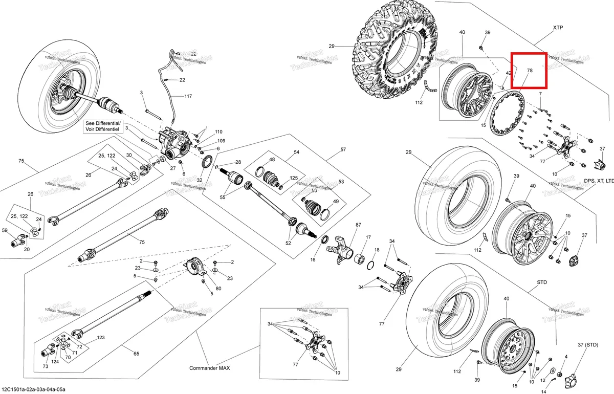 Деталь 705401543 на схеме узла 2015 Can-Am COMMANDER 1000_STD_DPS_XT_XTP Drive System, Front