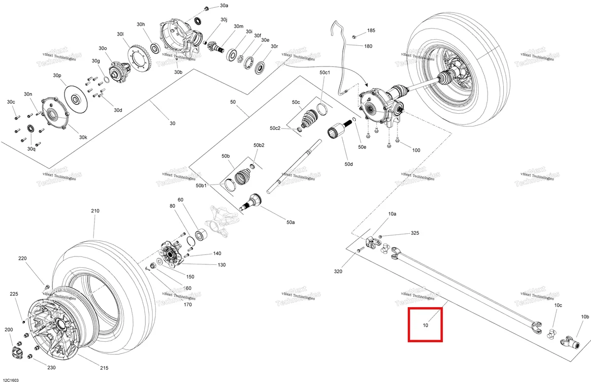 Деталь 705401544 на схеме узла 2016 Can-Am TRAXTER HD8 Drive System, Front