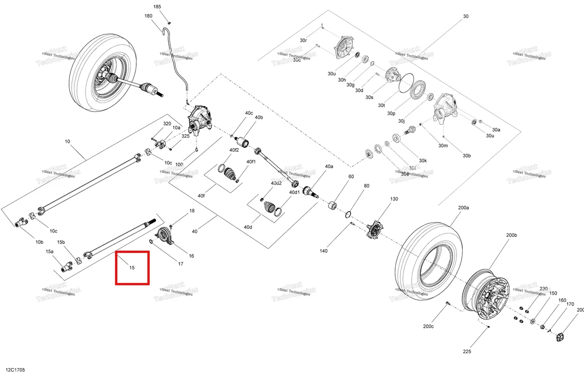Деталь 705401545 на схеме узла 2017 Can-Am Traxter MAX Drive System, Front - All Models
