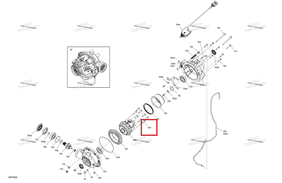 Деталь 705401602 на схеме узла 2026 Can-Am RENEGADE - 4X4 - XMR - 1000R EFI - 5UTB - Scandi Blue Drive - Front - Differential Parts
