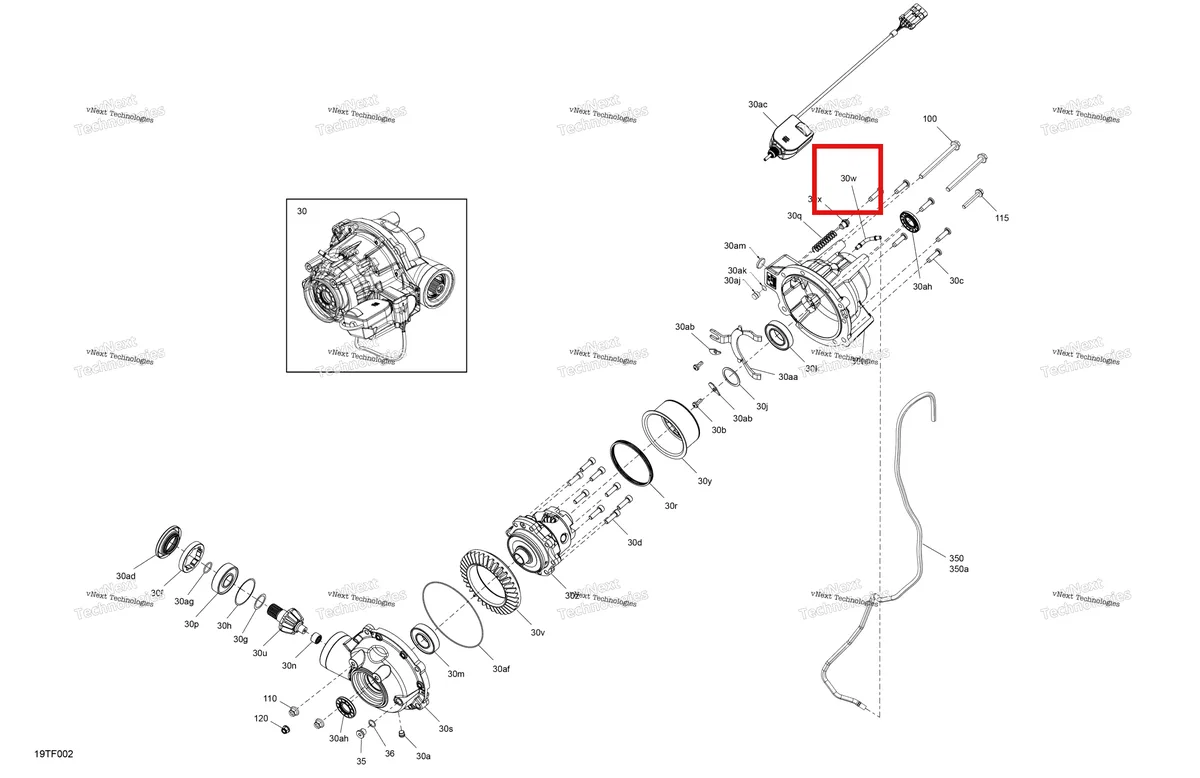 Деталь 705401613 на схеме узла 2026 Can-Am RENEGADE - 4X4 - XMR - 1000R EFI - 5UTB - Scandi Blue Drive - Front - Differential Parts