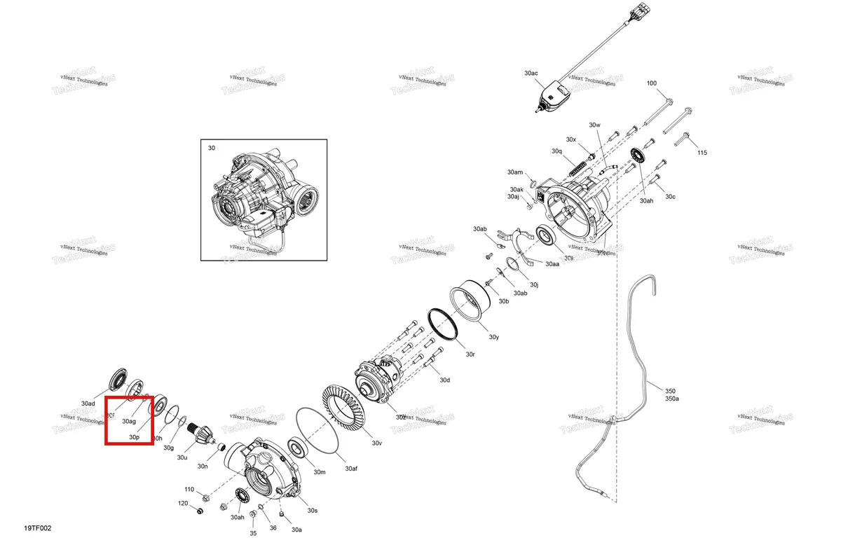 Деталь 705401617 на схеме узла 2026 Can-Am RENEGADE - 4X4 - XMR - 1000R EFI - 5UTB - Scandi Blue Drive - Front - Differential Parts