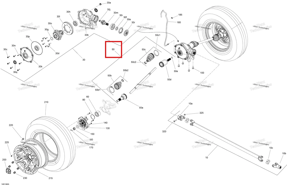 Деталь 705401802 на схеме узла 2016 Can-Am TRAXTER HD8 Drive System, Front