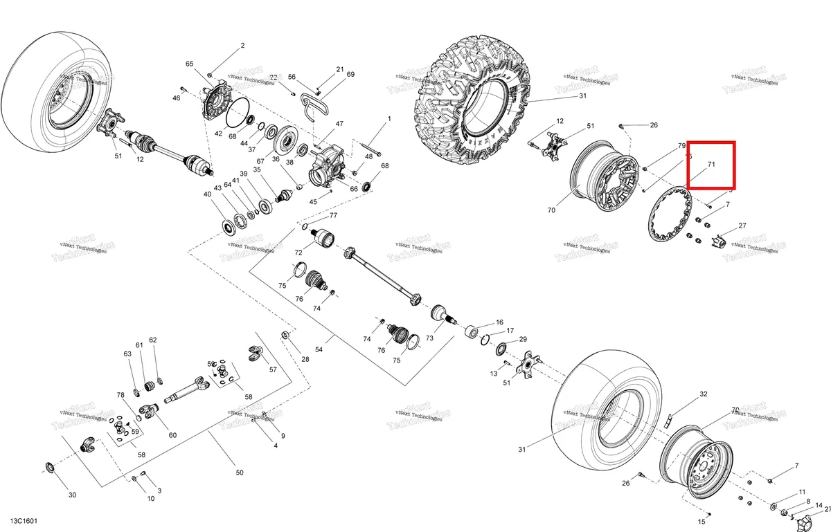 Деталь 705401815 на схеме узла 2016 Can-Am Commander - Commander MAX Drive System, Rear