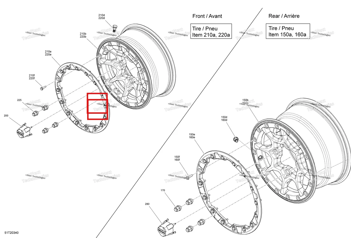 Деталь 705401837 на схеме узла 2020 Can-Am Outlander 1000R EFI - XT XTP XXC Wheels - Xxc