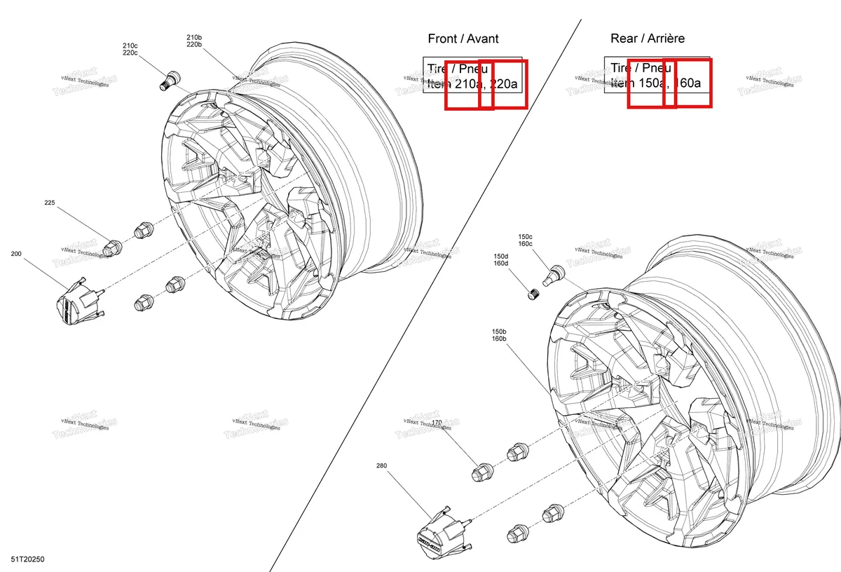 Деталь 705402178 на схеме узла 2020 Can-Am Outlander 850 EFI - XMR Wheels - Xmr