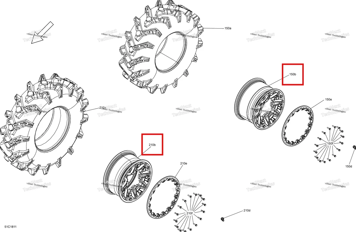 Деталь 705402207 на схеме узла 2018 Can-Am Maverick X3 Turbo - XMR Wheels And Tires - Front And Rear - Package Xmr